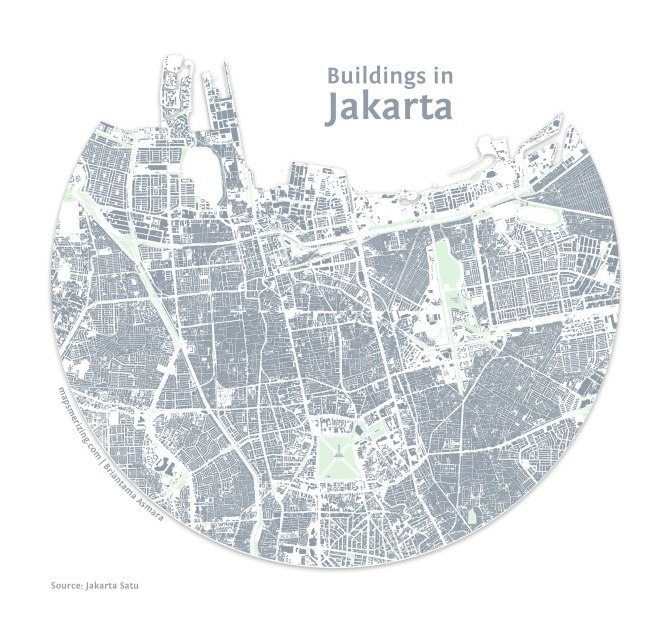 peta bangunan di jakarta building footprint